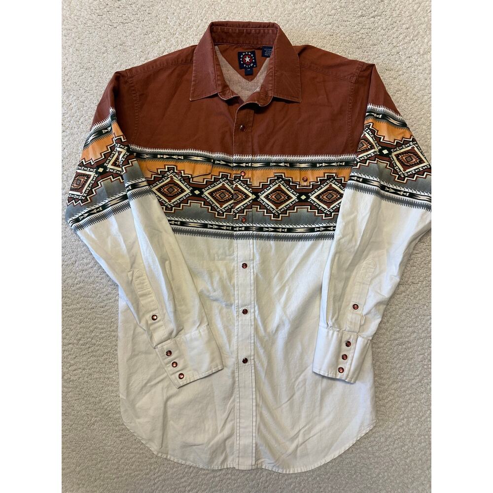 Vintage Panhandle Slim Mens Western Aztec Shirt Medium